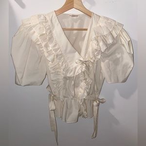 Ulla Johnson Cream Ruffle Top